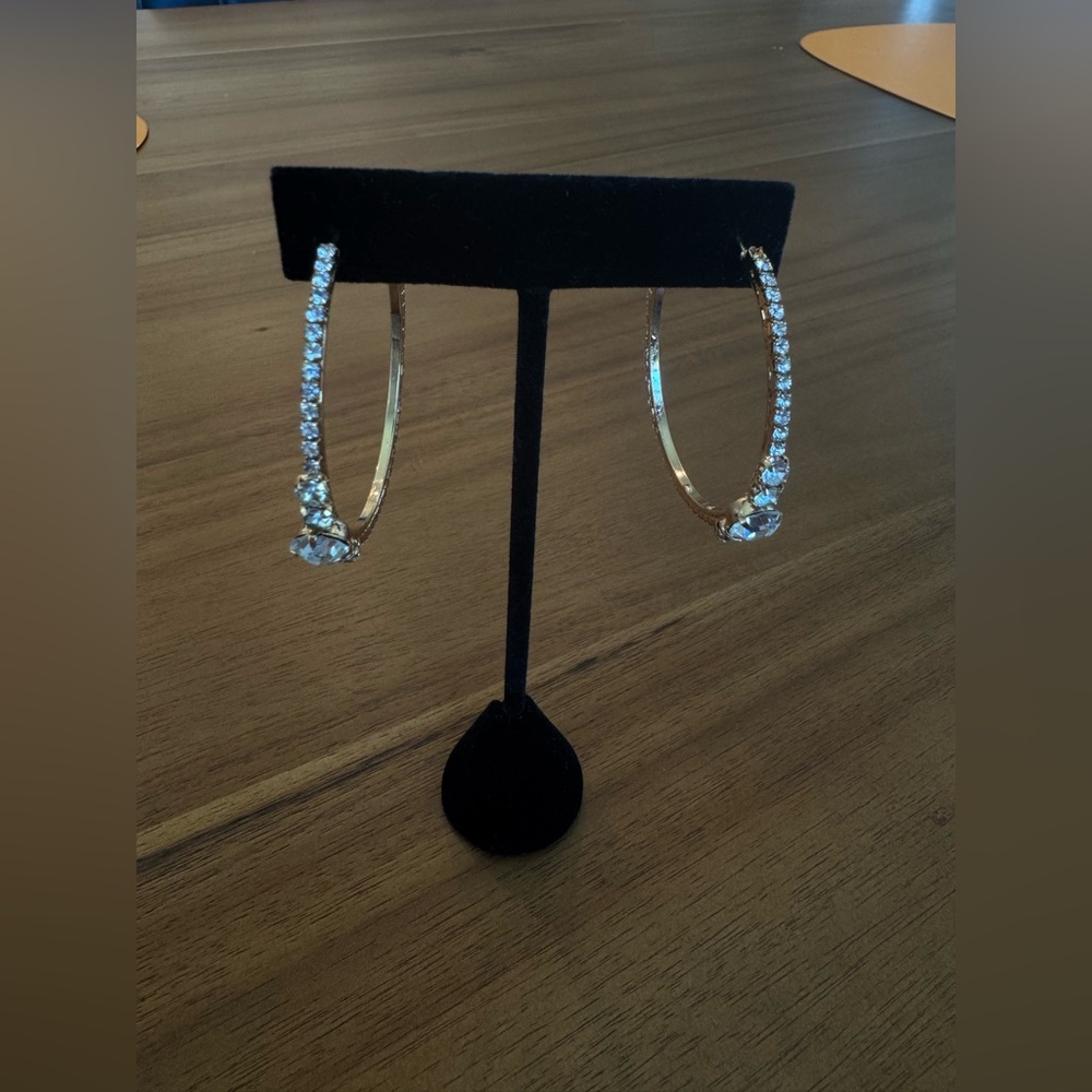 ettika Gold-Plated Jeweled Hoop Earrings